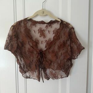 Brown Lace Sheer Top